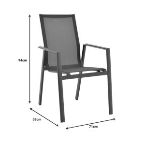 Garden chair Dashiell Metal Black Textilene Black 71x58x94cm