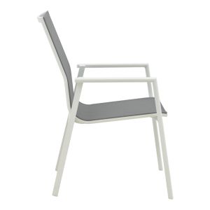 Garden chair Dashiell metal white textile light gray 71x58x94cm