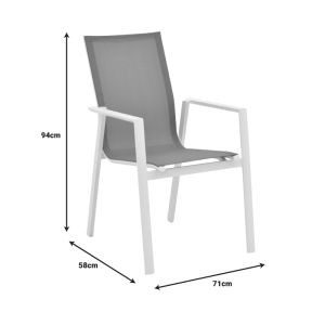 Garden chair Dashiell metal white textile light gray 71x58x94cm