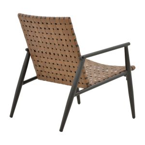Garden chair Eamon brown textile and black metal frame 73.5x62x77cm