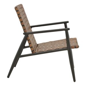 Garden chair Eamon brown textile and black metal frame 73.5x62x77cm