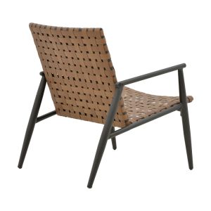 Garden chair Eamon brown textile and black metal frame 73.5x62x77cm
