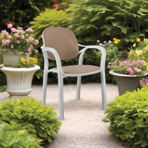 Garden chair Eliza white-beige color 57x41x83cm