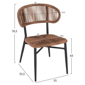 Garden chair Eulo aluminum anthracite - artificial rattan in gray 49x60x78hcm Hm6049,03