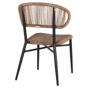 Garden chair Eulo aluminum in black-artificial rattan in beige Hm6049,02