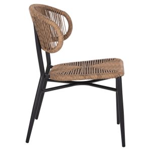 Garden chair Eulo aluminum in black-artificial rattan in beige Hm6049,02