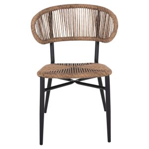 Garden chair Eulo aluminum in black-artificial rattan in beige Hm6049,02