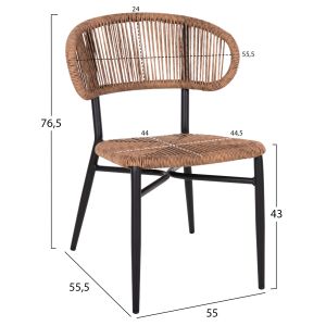Garden chair Eulo aluminum in black-artificial rattan in beige Hm6049,02