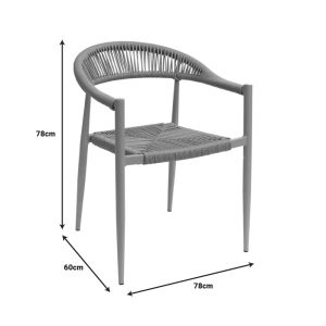 Garden chair Fagen stackable white aluminum-natural textile 56x60x78cm