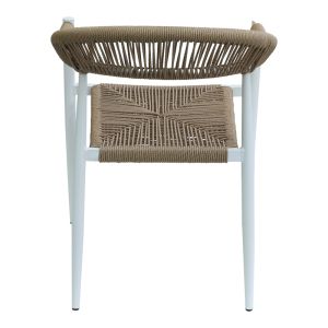 Garden chair Fagen stackable white aluminum-natural textile 56x60x78cm
