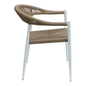 Garden chair Fagen stackable white aluminum-natural textile 56x60x78cm