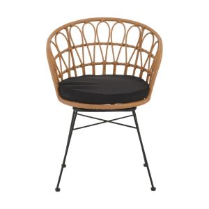 Felicia rattan garden chair with black metal legs D60x81cm