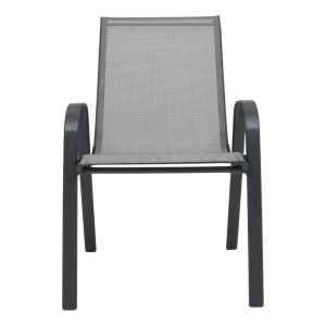 Garden chair Fl5001 black-brown-white color textile gray frame 55x72x92cm
