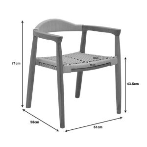 Garden chair Ganny, teak wood and rope in natural color 61x58x71cm