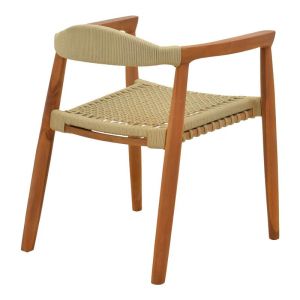 Garden chair Ganny, teak wood and rope in natural color 61x58x71cm