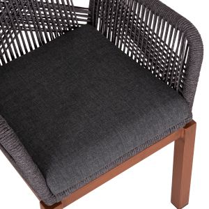 Garden chair Howard Hm5543.11 brown aluminum -- rope and cushion in gray 57.5x62x84 cm.