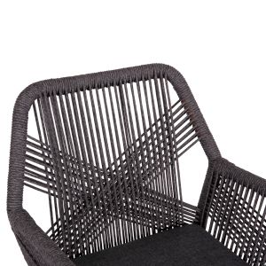 Garden chair Howard Hm5543.11 brown aluminum -- rope and cushion in gray 57.5x62x84 cm.