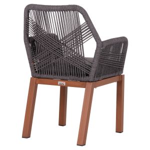 Garden chair Howard Hm5543.11 brown aluminum -- rope and cushion in gray 57.5x62x84 cm.