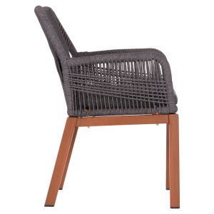 Garden chair Howard Hm5543.11 brown aluminum -- rope and cushion in gray 57.5x62x84 cm.