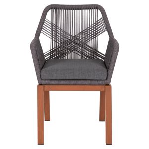 Garden chair Howard Hm5543.11 brown aluminum -- rope and cushion in gray 57.5x62x84 cm.