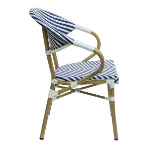 Garden chair Isaia natural aluminum-blue and white textile 57x57x83cm