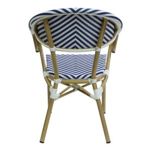 Garden chair Isaia natural aluminum-blue and white textile 57x57x83cm