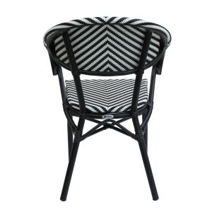 Garden chair Isaia black aluminum-black and white textile 57x57x83cm