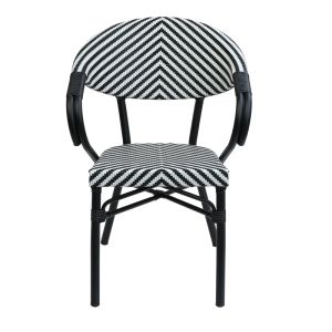 Garden chair Isaia black aluminum-black and white textile 57x57x83cm