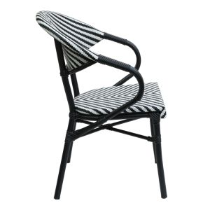 Garden chair Isaia black aluminum-black and white textile 57x57x83cm
