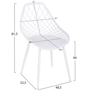 Garden chair Lio polypropylene-metal legs white 52x53x82hcm Hm9524,11