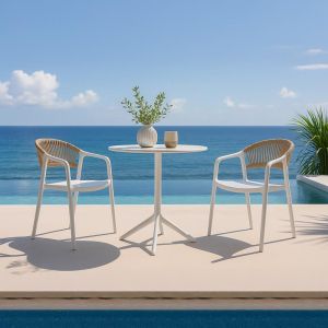 Garden chair Marion white-brown color 57x54x81cm