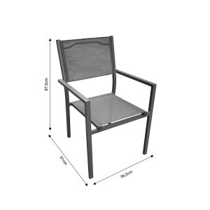 Garden chair Moly made of aluminum and textile in anthracite color 56.5x61x87.5cm