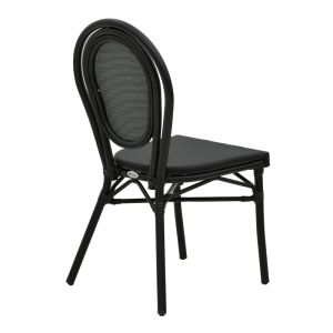 Garden chair Nacia made of black Textilene and black aluminum 45x59x85cm