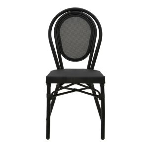 Garden chair Nacia made of black Textilene and black aluminum 45x59x85cm