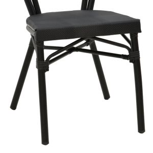 Garden chair Nacia made of black Textilene and black aluminum 45x59x85cm