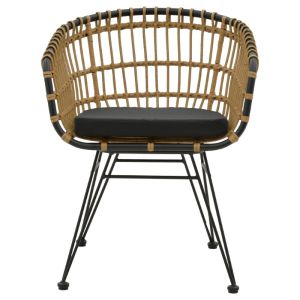 Garden chair Naoki with cushion artificial Pe rattan and black metal legs 74x70x72cm