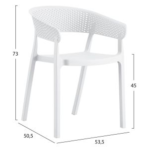 Garden chair Perfoe polypropylene in white 53.5x50.5x73hcm Hm5941.01