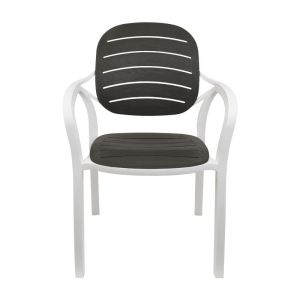 Rusty garden chair with white base and charcoal seat 57.5x58x84cm