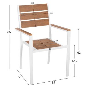 Garden chair Saga aluminum white-polywood 55x55x86hcm Hm5981,01