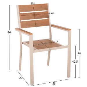 Garden chair Saga aluminum champagne color-polywood 55x55x86hcm Hm5981,04