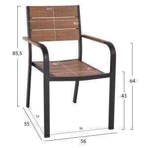 Garden chair Saga aluminum black - polywood 56x55x85.5hcm Hm5127.03