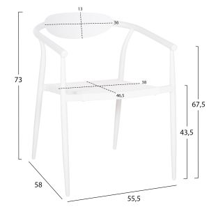 Garden chair Serly aluminum in white - white textile 56x61x74.5hcm Hm6052.01