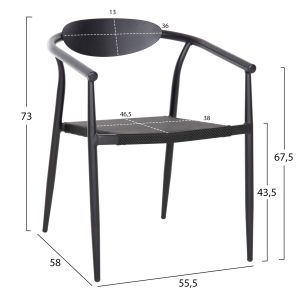 Garden chair Serly aluminum in white-black textile 56x61x74.5hcm Hm6052.02