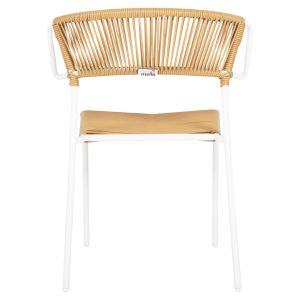 Garden chair Suki metal in white and artificial rattan 54x62x80hcm Hm6053,01