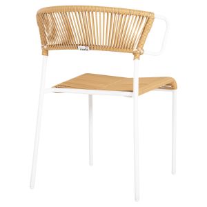 Garden chair Suki metal in white and artificial rattan 54x62x80hcm Hm6053,01