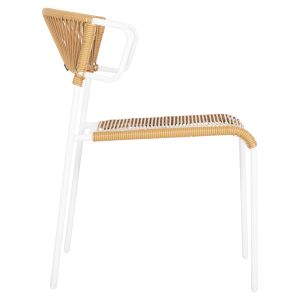 Garden chair Suki metal in white and artificial rattan 54x62x80hcm Hm6053,01