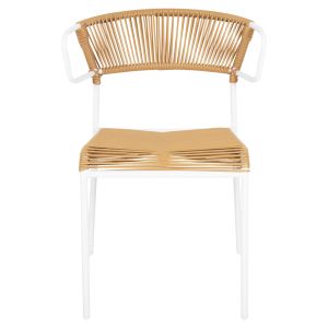 Garden chair Suki metal in white and artificial rattan 54x62x80hcm Hm6053,01