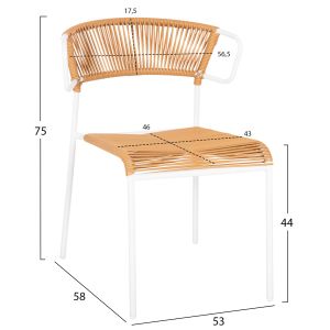 Garden chair Suki metal in white and artificial rattan 54x62x80hcm Hm6053,01