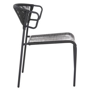 Garden chair Suki metal and artificial rattan in black 54x62x80hcm Hm6053,02