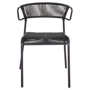 Garden chair Suki metal and artificial rattan in black 54x62x80hcm Hm6053,02